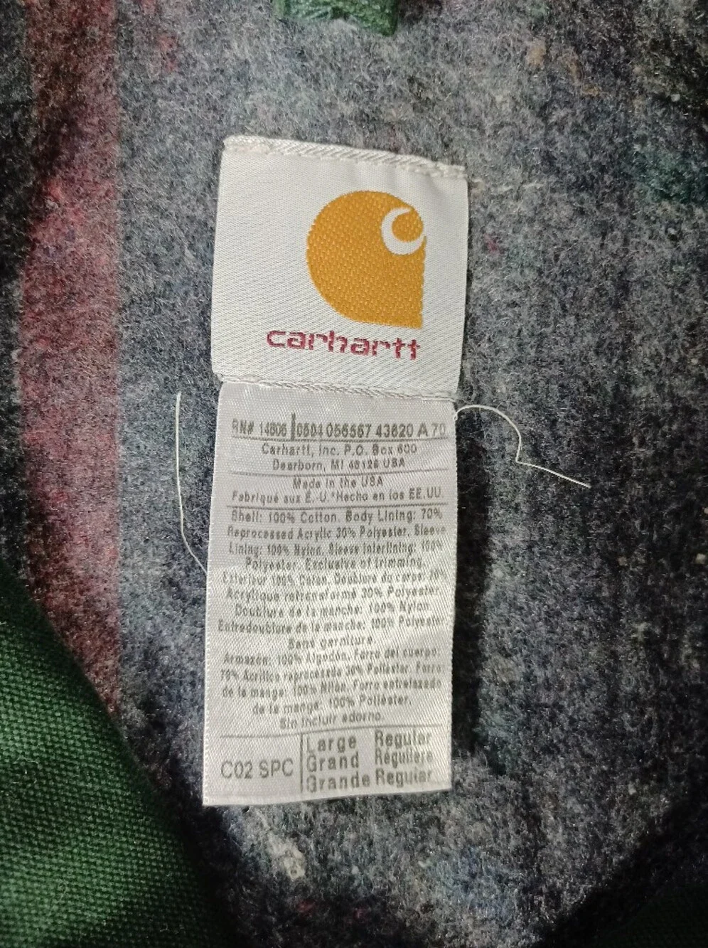 Vintage Carhartt Blanket-Lined Chore Coat “Spruce Green” C02 SPC Men’s Large